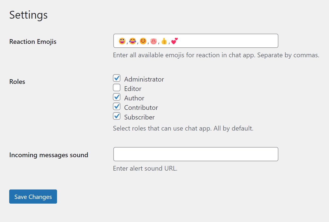 PrixChat Settings